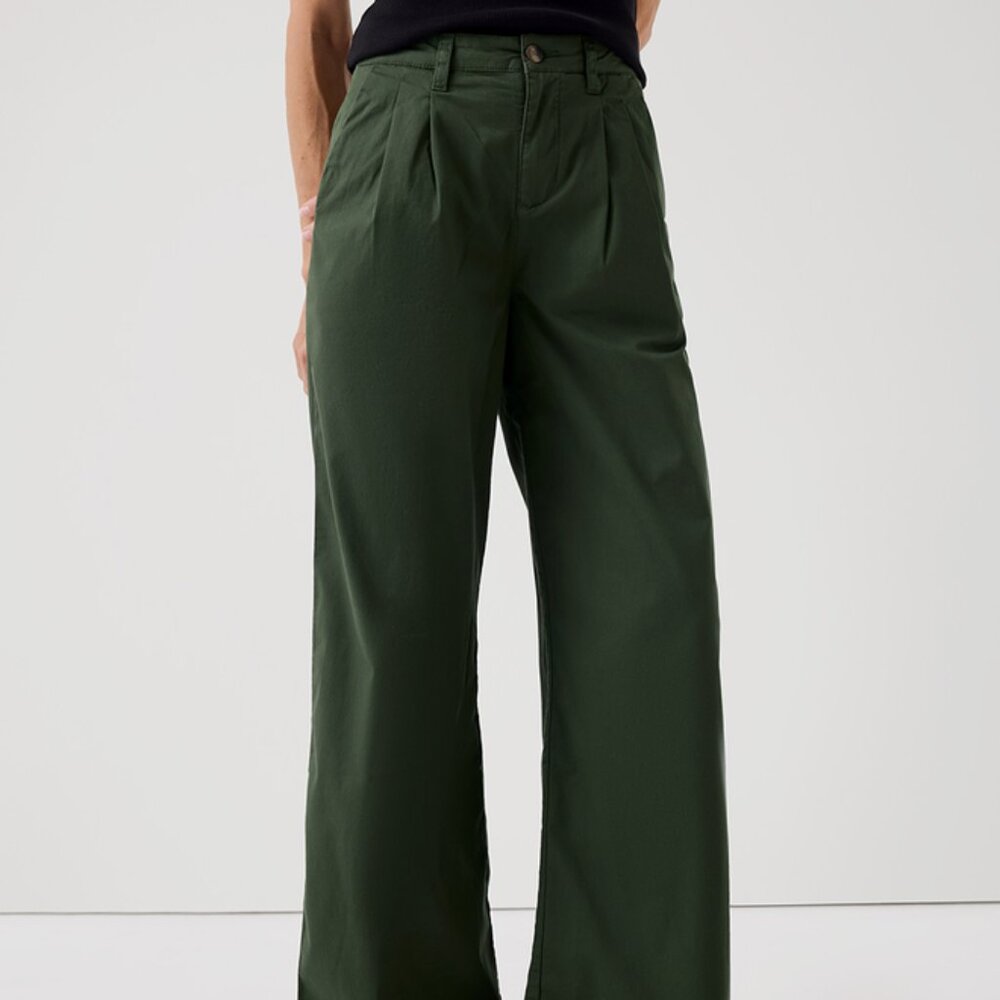 NWT Pact Women's Boulevard Twill Wide-Leg Trouser Mountain View Sz. S